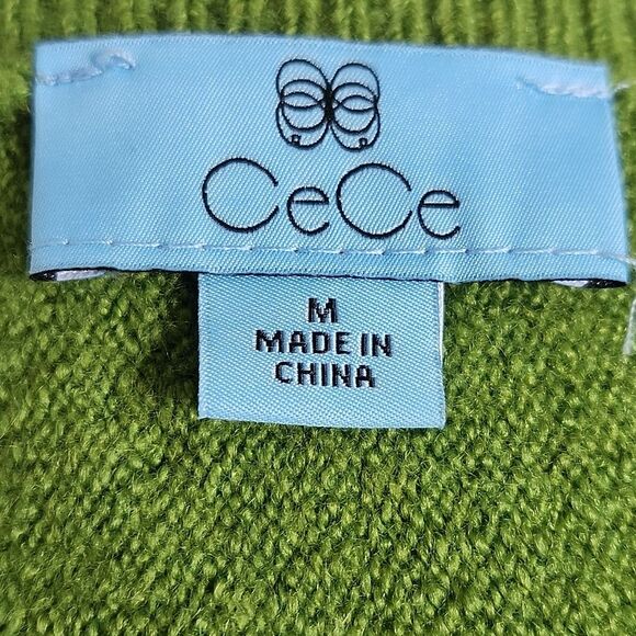 CeCe Spring Green V-neck Oversized Dolman Sleeve Sweater, M - Picture 2 of 5